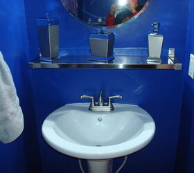 half bath remodel, bathroom ideas, home improvement, After pedestal sink shelf and mirror