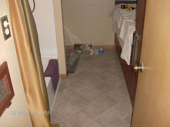 bath remodel 06 08 2012, bathroom ideas, home decor, home maintenance repairs, New flooring laid
