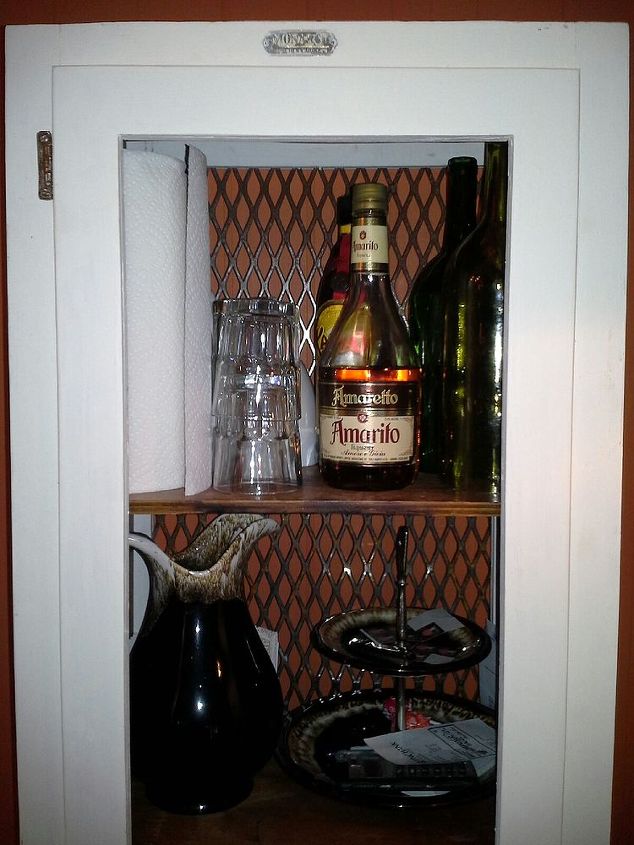 upcycled kitchen 1950 s kitchen cupboard into liquor cabinet bookshelf, painted furniture, repurposing upcycling, storage ideas