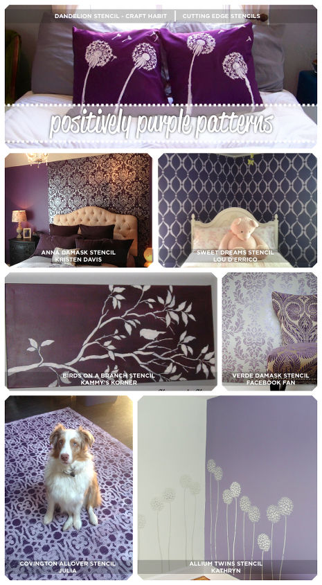 positively purple patterns, bedroom ideas, home decor, painting, wall decor