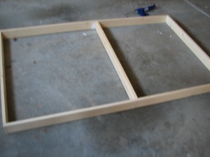 lighted headboard for guest bedroom, Frame made from 1x4 s