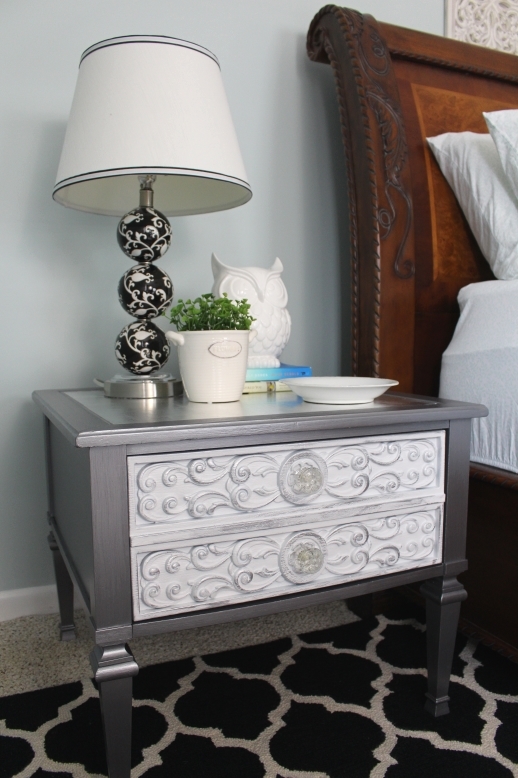 thrift store side table goes glam, bedroom ideas, home decor, painted furniture