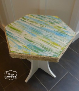 diy texture painted side table with rope edge, painted furniture, rope edge added