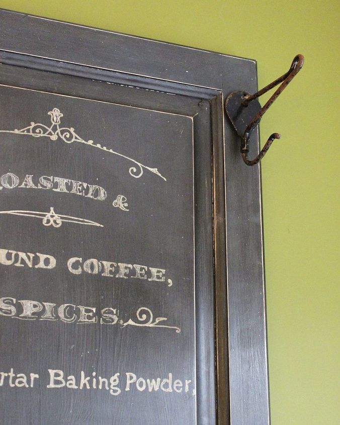new coffee sign from an old cabinet door, chalkboard paint, crafts, repurposing upcycling, Originally pickled oak this cabinet door sat neglected in my garage all summer until I came across this awesome graphic