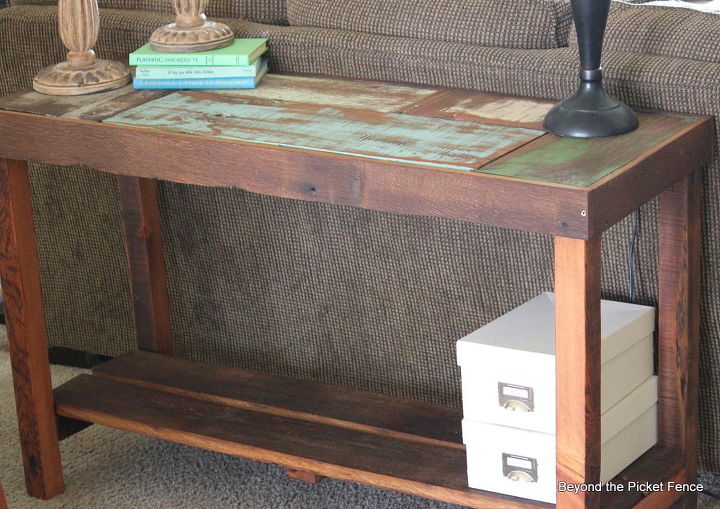 mesa de sof de madera reciclada