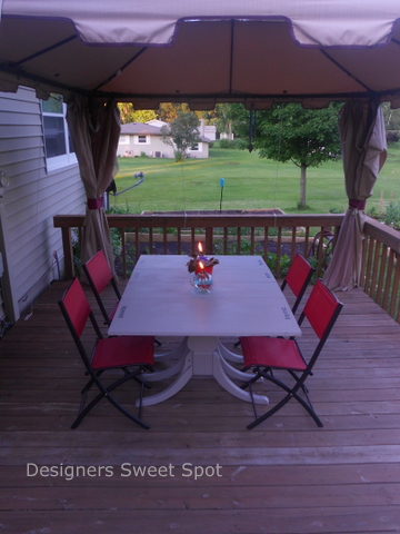 alfresco dining table, outdoor furniture, outdoor living, painted furniture, This is the finished table I love red for accents