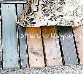 porch bench made from old headboard amp scrap wood, diy, painted furniture, woodworking projects, Several coats of marine varnish helps it hold up in the summer rain