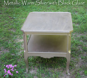 metallic warm silver with black glaze finish, painted furniture