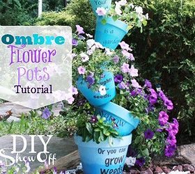 stacked ombre flower ports, flowers, gardening, I created an ombre effect using patio paint
