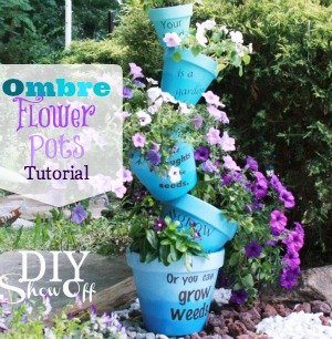stacked ombre flower ports, flowers, gardening, I created an ombre effect using patio paint