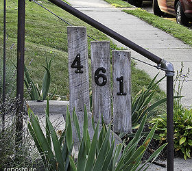 house numbers for ugly railing, curb appeal, pallet, other side