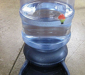 keep the water level in check in your pet waterers, pets animals, Small bobber dropped into the jug lets you see the water level at a glance