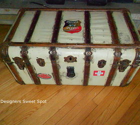steamer trunk with hotel labels, painted furniture, To finish I gave the exterior of the piece a coat of paste wax I love it