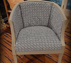 damaged cane chair gets fabric makeover how to pics, Seat is easy cover pull taut and staple tuck tuck pull and repeat