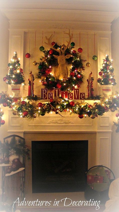 our 2012 christmas mantel, christmas decorations, seasonal holiday decor, Only thing missing is a fire