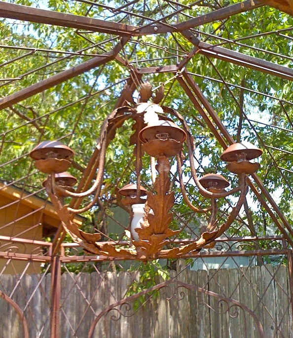 diy solar light chandelier, crafts, outdoor living
