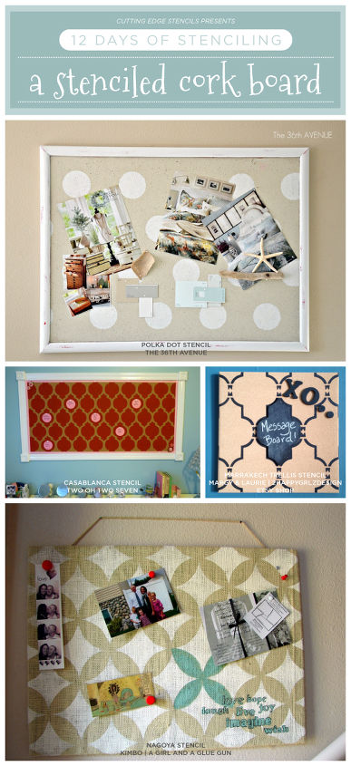 12 days of stenciling a stenciled cork board, crafts, painting
