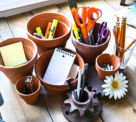 potted pens and pencils a funky little 5 minute repurpose, cleaning tips, flowers, organizing, repurposing upcycling, Nice outfits guys Great party What do pots say at office parties anyway