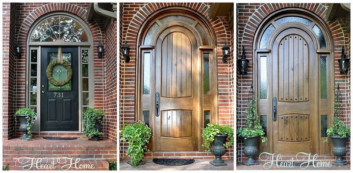adding rustic clavos to our diy arched tudor door, curb appeal, doors, And just for grins I wanted to see the difference in the door since the beginning Big change isn t it Have a great day my friends
