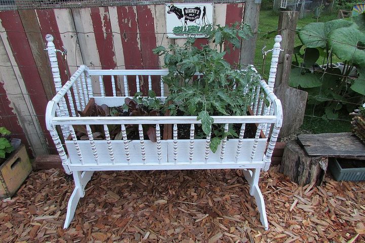 rocking cradle garden bed, gardening, repurposing upcycling