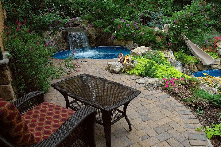 hanging by the pool today, outdoor living, ponds water features, pool designs, spas, Nap time by the vinyl spa These are photos are all of the same pool project my personal favorite