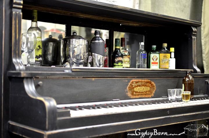 repurposed piano with many options for functionality, Or use it as a bar see more options in the full posting Visit us at for more repurposing fun