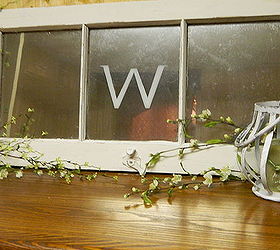 old window turned monogrammed mirror, repurposing upcycling, windows, Would like to hang it on a wall at some point