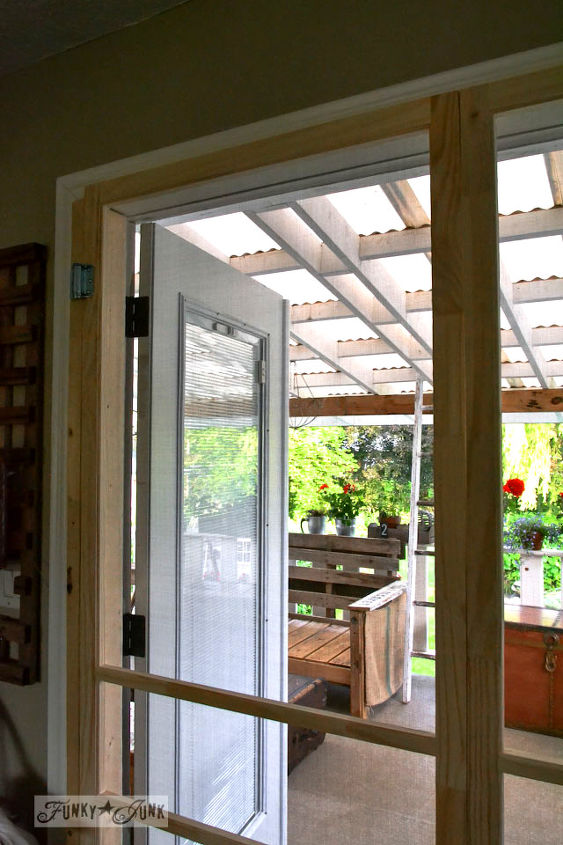 how to screen french doors for only 35 each, doors, The hinges were mounted to the door and 2x6 That s all it took