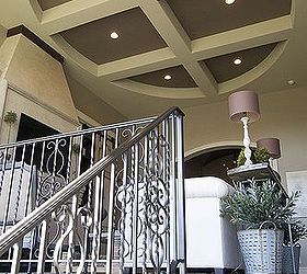 a very cool living room, home decor, living room ideas, View from the atrium staircase looking up at the cool ceiling detail