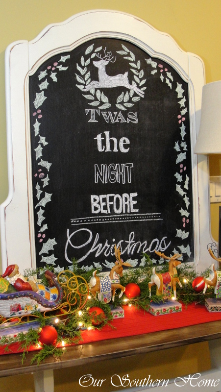 christmas chalk art vignette, christmas decorations, seasonal holiday decor, Free printable on my website for this art Can be printed and used in a frame