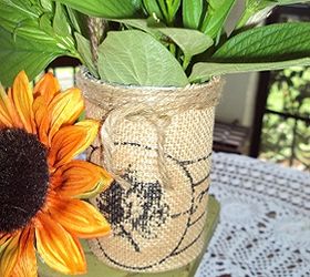 burlap covered cans, crafts, repurposing upcycling, Burlap Covered Cans make great vases for fall or anytime