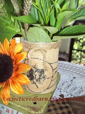 burlap covered cans, crafts, repurposing upcycling, Burlap Covered Cans make great vases for fall or anytime