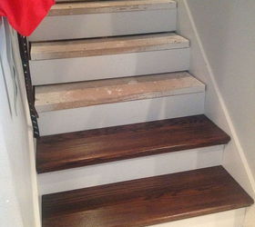 from carpet to wood stairs redo cheater version, Adhere Caps to Steps