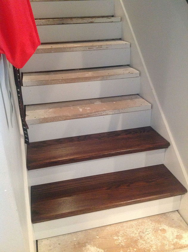 from carpet to wood stairs redo cheater version, diy, how to, stairs