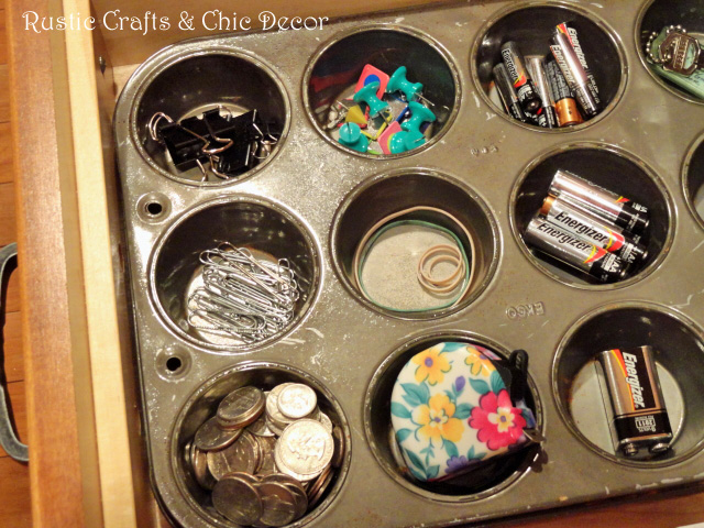 get organized using repurposed household items, organizing, repurposing upcycling, An old cupcake tin makes a great drawer organizer for all of those small items