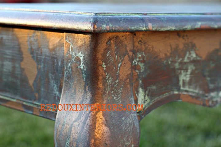 the best diy s upcycled furniture projects and tutorials by redoux, painted furniture, repurposing upcycling, How to achieve this aged copper look using Modern Masters Metallic Paints and their Aging Solution Easy to learn and stunning results