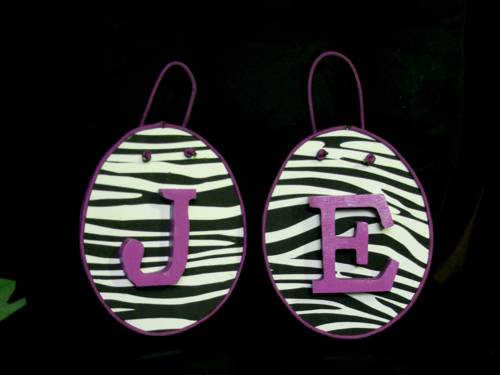 zebra print projects with purple accents, crafts, Two wooden oval plaques from Goodwill for 2 00 letters from A C Moore for 2 58 The purple cord was 1 66 and used on several projects