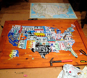 diy license plate map of usa, crafts, Almost done