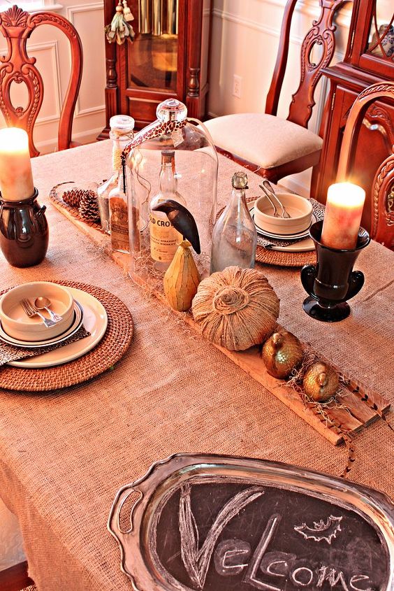i whipped together a halloween tablescape, halloween decorations, living room ideas, seasonal holiday decor, Velcome
