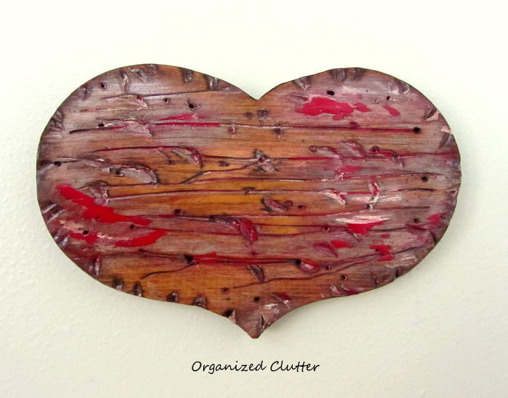 transforming country thrift shop hearts to faux reclaimed wood hearts, crafts, repurposing upcycling, seasonal holiday decor, This is one of the hearts