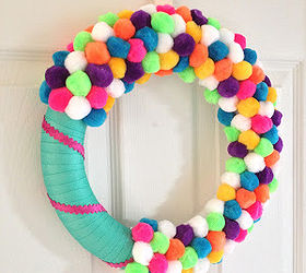 pom pom amp ribbon wreath for the kids, crafts, wreaths