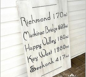 easy barn wood styled favorite town mile marker sign, crafts, With a acrylic sharpie paint pen and distressing you are finished