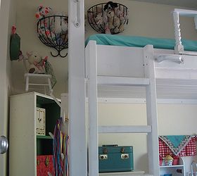 lofted cottage bed for our little girl s dream room, bedroom ideas, diy, home decor, painted furniture, repurposing upcycling, The we attached another 4X4 post for support