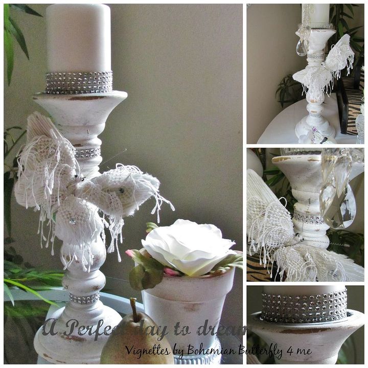 candle holder made shabby chic 2 of 5, crafts, repurposing upcycling