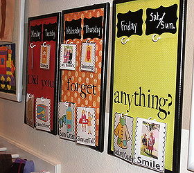 kids art gallery command center, cleaning tips, home decor, organizing, New chart to help us get ready for school Made from three inexpensive bulletin boards