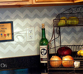 chevron stenciled backsplash, home decor, kitchen backsplash, kitchen design