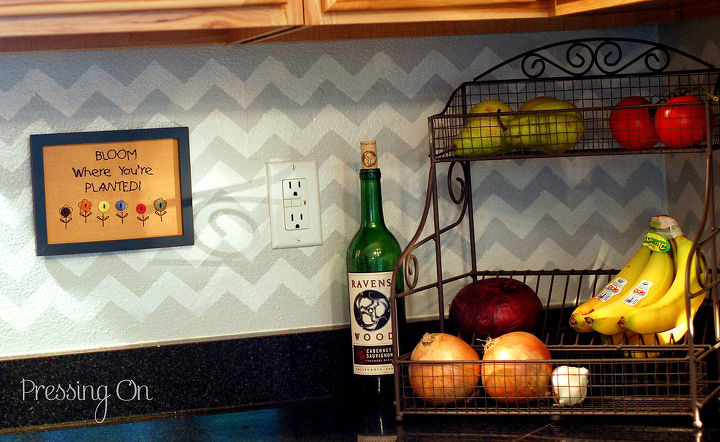 chevron stenciled backsplash, home decor, kitchen backsplash, kitchen design