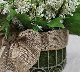 sweet spring birdcage arrangement, chalkboard paint, crafts, A burlap bow goes perfectly