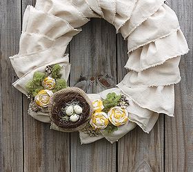 ruffled muslin spring wreath, crafts, seasonal holiday decor, wreaths, My Ruffled Muslin Wreath