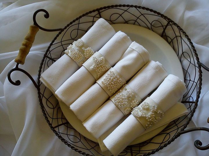 pearl leather napkin rings, crafts, home decor